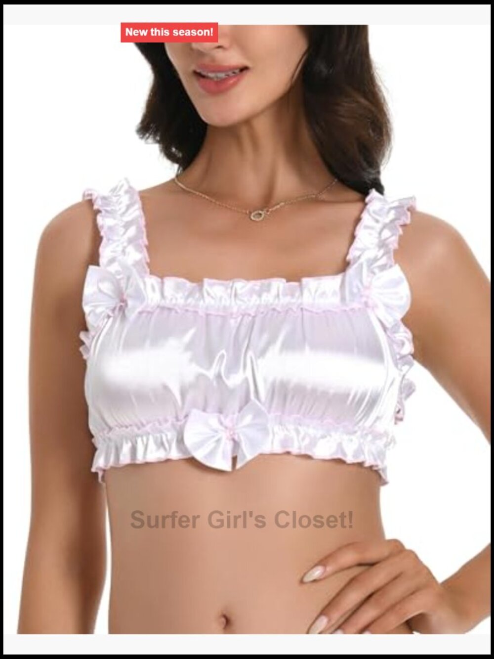 Silky Satin Lingerie Bralette - Ruffled Frilly Fitted - Picture 2 of 7